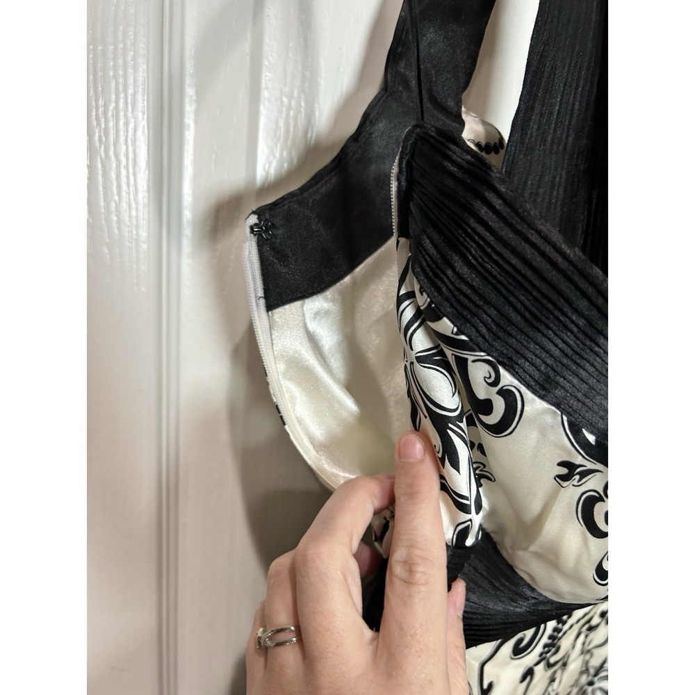 White House Black Market Silk Bustier Halter Top Sz 6 black/white Y2K Club - Picture 4 of 6